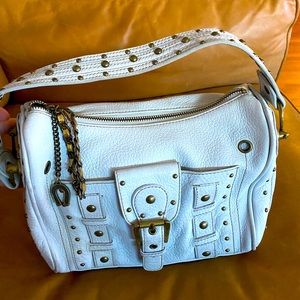 Betsy Johnson White Leather Gold Studded purse